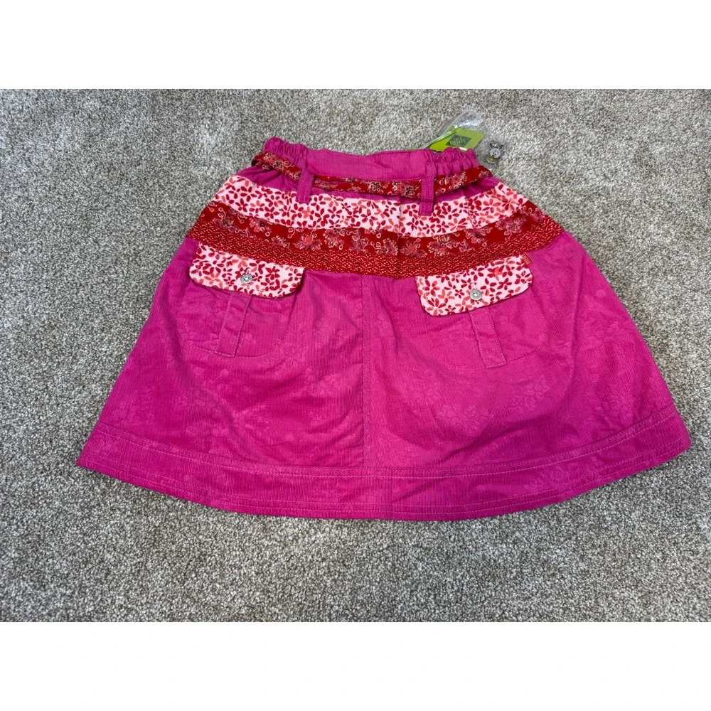 NEW Oilily Kids Travisi Pink Corduroy Floral Mixed Print Skirt 128 8Y 8‎
